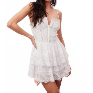 Nerida Bustier Cotton White Lace Dress